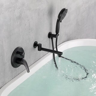 Wall Mount Tub Faucet With Hand Shower Single Handle Bathroom ...