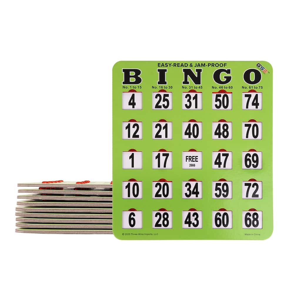  GSE Jumbo Shutter Bingo Cards, Finger-Tip Slide Bingo Game Cards with Easy-Read Large Numbers