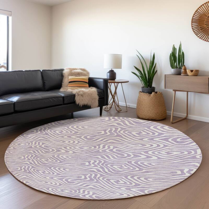 Premium Washable Super Soft Modern Trippy Mayfield Rug - Lavender - 8' x 8'