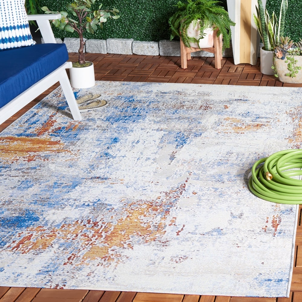SAFAVIEH Barbados Svata Modern Abstract Waterproof Patio Backyard Rug