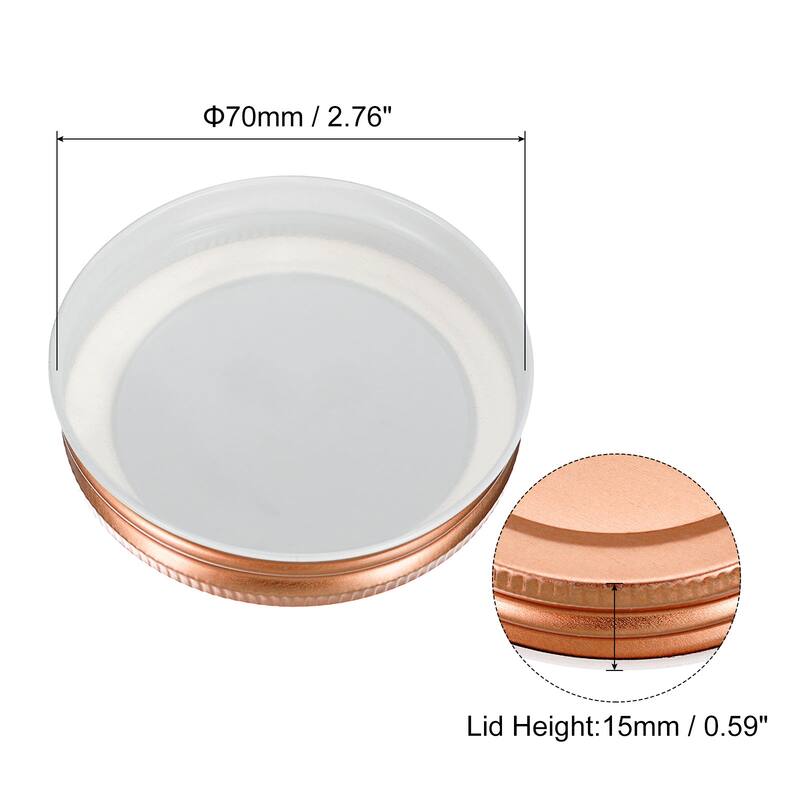 16Pcs Regular/Wide Mouth Tin Plate Mason Jar Lids for Canning Jars - Rose Gold - 70mm