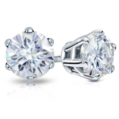 Auriya 14k Gold 2 1/2ctw Round Moissanite Stud Earrings - 7 mm