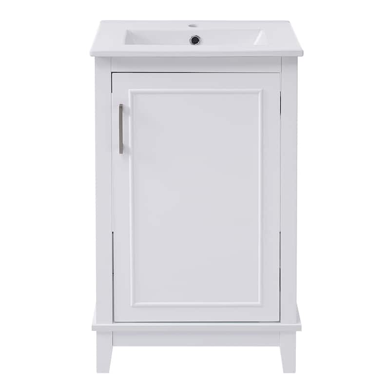 Bathroom Vanity with Sink, Small Bathroom Cabinet with Storage Racks, Single Basin Vanity Set with Soft-Close Door