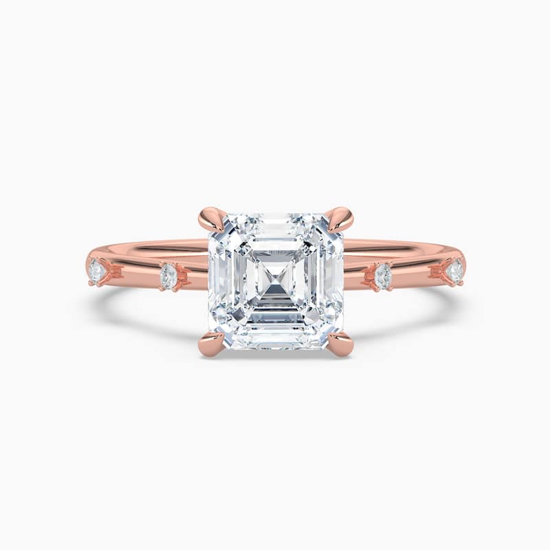 Auriya 14k Gold Petite Diamond Station Asscher Lab Grown Engagement Ring 1.00 to 5.00 ct. tw. (F-G, VS) - 4 - 1.25 carats - Rose