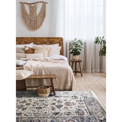 Sydney Collection - Cream/Blue Elegant Border Rug