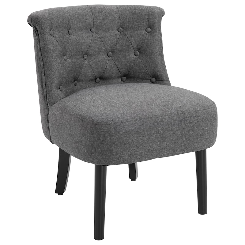 HomCom Modern Accent Leisure Armless Slipper Upholstered Lounge Chair with Large Comfortable Surface & Wooden Legs