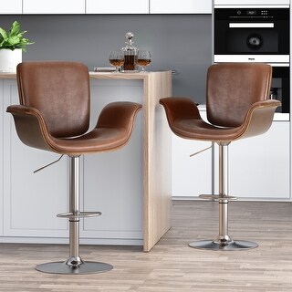 Romer Bentwood Adjustable Swivel Barstools by Christopher Knight Home
