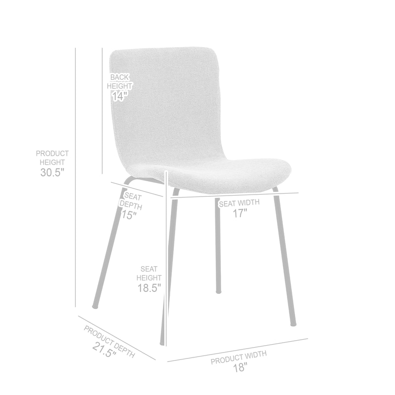 Modern Light Gray Fabric and Metal Dining Room Chairs - Set of 2