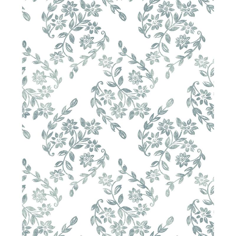 A-Street Prints Arabesque Teal Floral Trail Wallpaper