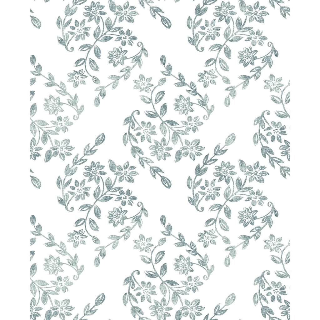 A-Street Prints Arabesque Teal Floral Trail Wallpaper
