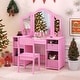 preview thumbnail 13 of 18, Costway Kids Vanity Table & Chair Set 2-in-1 Princess Pretend Play - See Details Pink