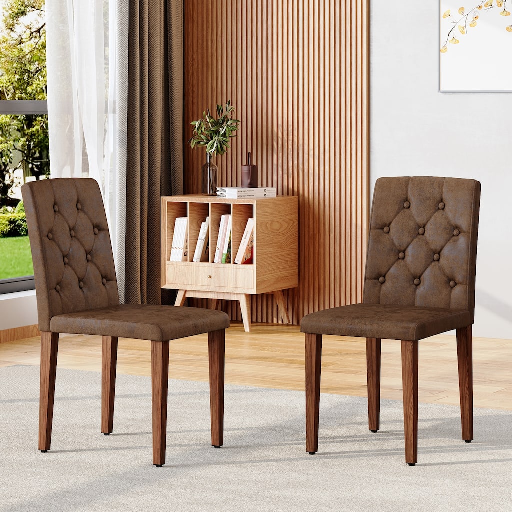 2-piece Technology Cloth Dining Chair: Ergonomically Designed with a Buckle Backrest, 35 inches High, Metal Legs