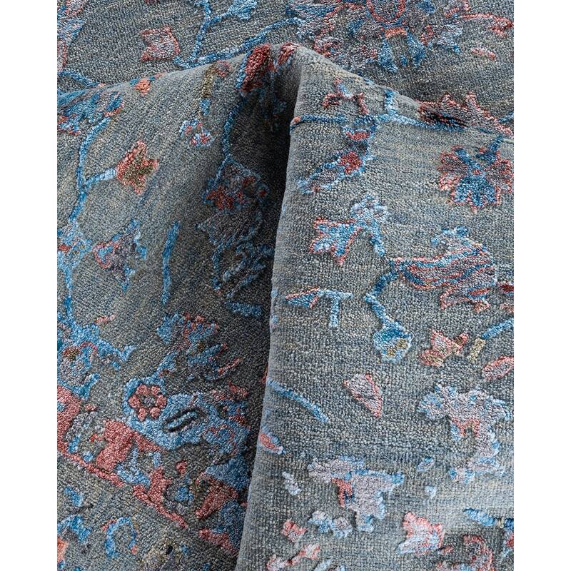 Ikat One-of-a-Kind Hand-Knotted Area Rug - Gray, 9' 0" x 12' 1" - 9' 0" x 12' 1"