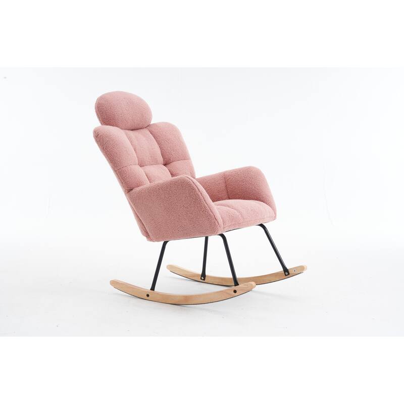 Teddy Fabric Nursery Rocking Chair with Headrest