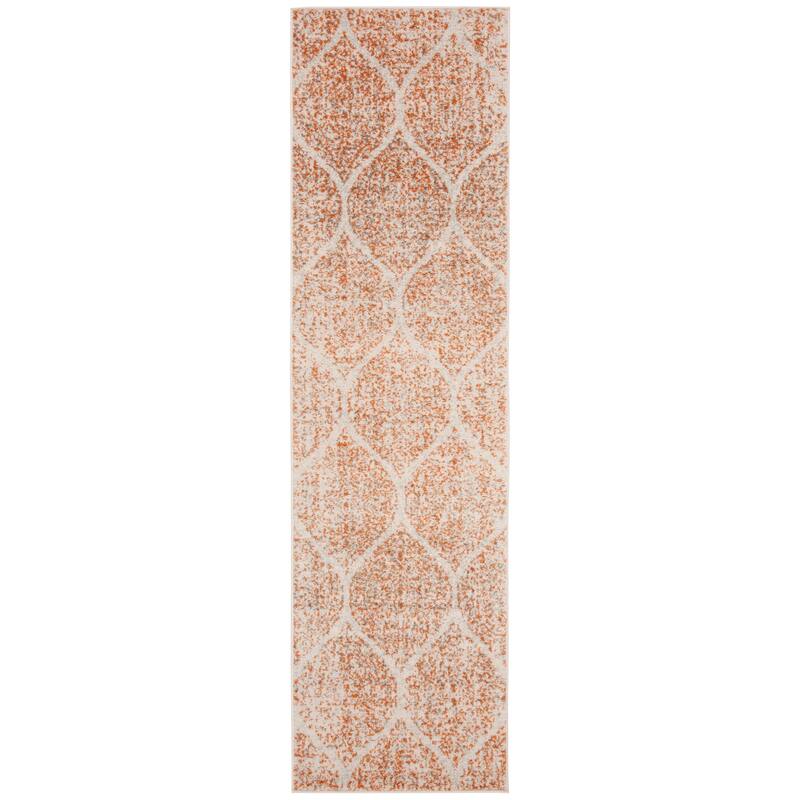 SAFAVIEH Madison Stella Boho Chic Ogee Trellis Rug - 2'3" x 12' Runner - Cream/Orange