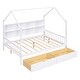 preview thumbnail 16 of 22, Wooden Full Size House Bed with 2 Drawers,Kids Bed with Storage Shelf,Gray