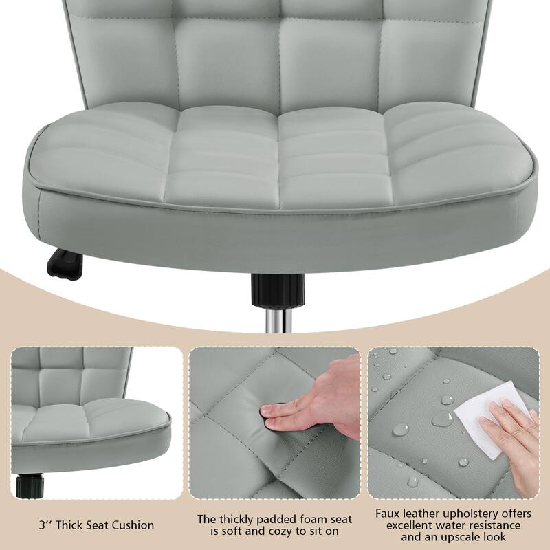 Yaheetech Modern Faux Leather Armless Desk Chair Task Chair with Chrome-finish Metal Base - N/A