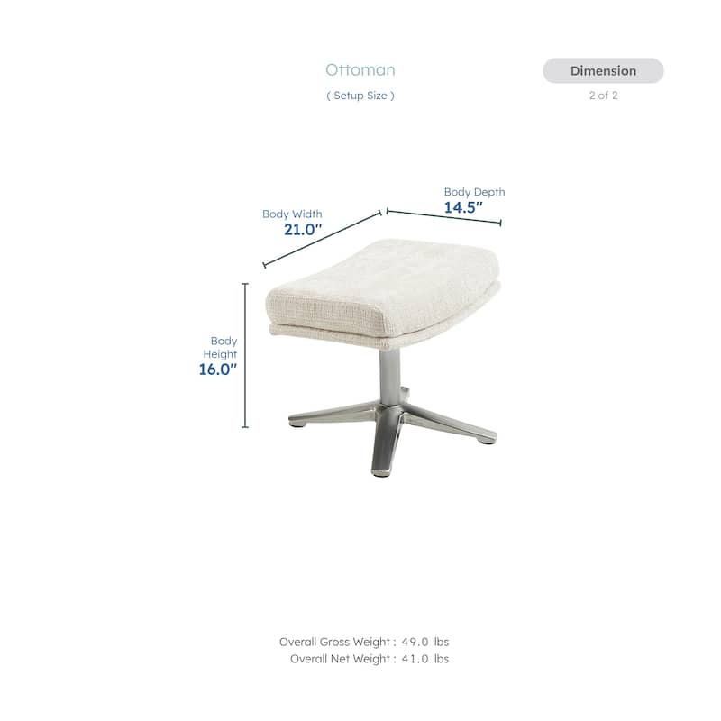 Pax 29" Chenille Swivel Chair with Ottoman - Metal Base