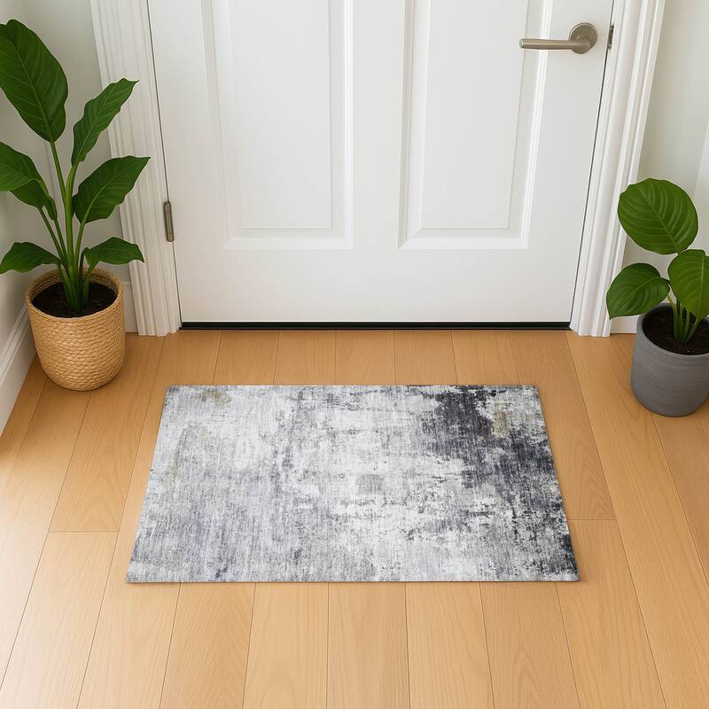 Premium Washable Super Soft Abstract Glam Mayfield Rug - Gray - 1'8" x 2'6"