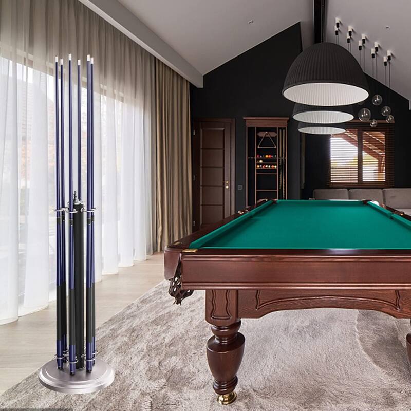 GSE™ 6-Cue Floor Stand-Style Metal Billiard Pool Cue Rack, Holds 6 Pool Cue Sticks