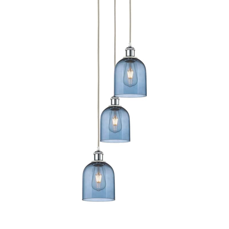 Innovations Lighting 113B-3P-30-12 Bella Pendant Bella 3 Light 12" - White Polished Chrome / Princess Blue