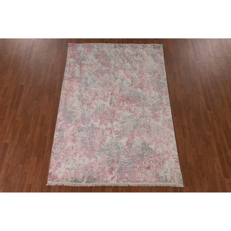 Moder / Abstract Area Rug Handmade Oriental Wool Carpet - 5'7" x 8'0"
