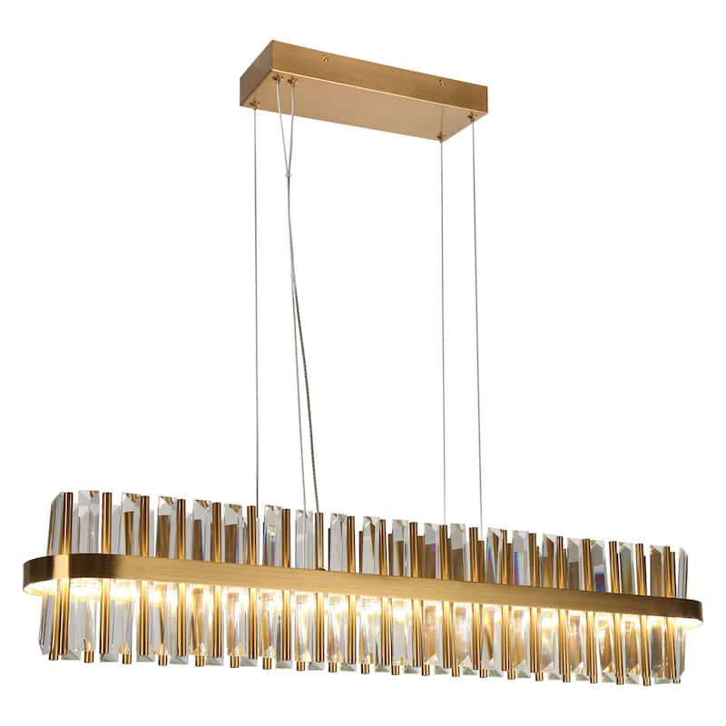 Modern LED Crystal Chandeliers Island Lights for Kitchen Island - Gold - 34.3" W*6.3" H