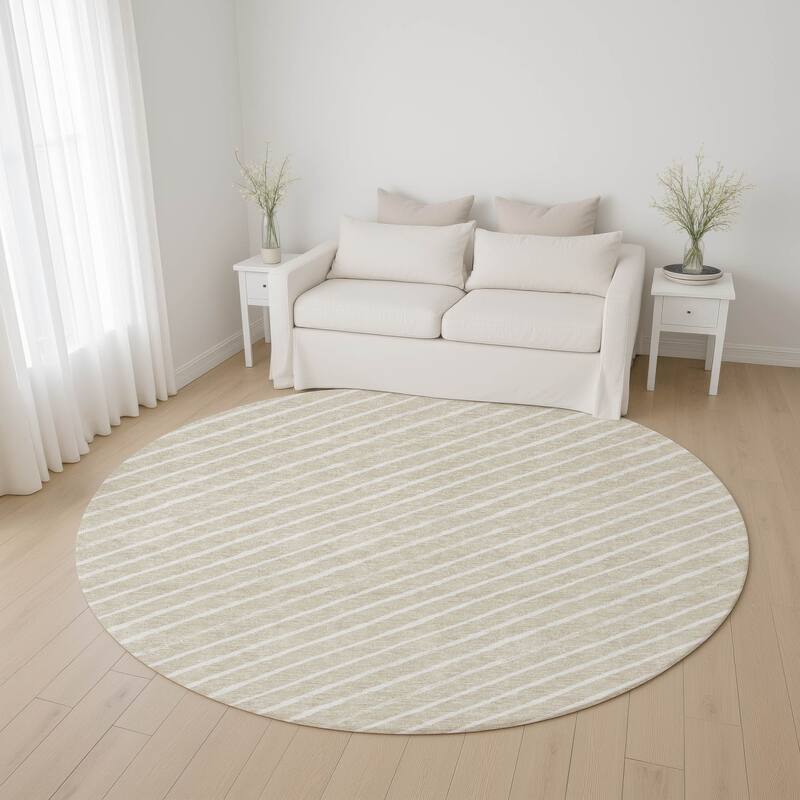 Premium Washable Super Soft Angle Stripe Mayfield Rug - Beige - 8' x 8'