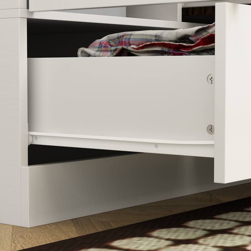 Wardrobe Armoire Closet 59"W Large Freestanding Wardrobe Cabinet White
