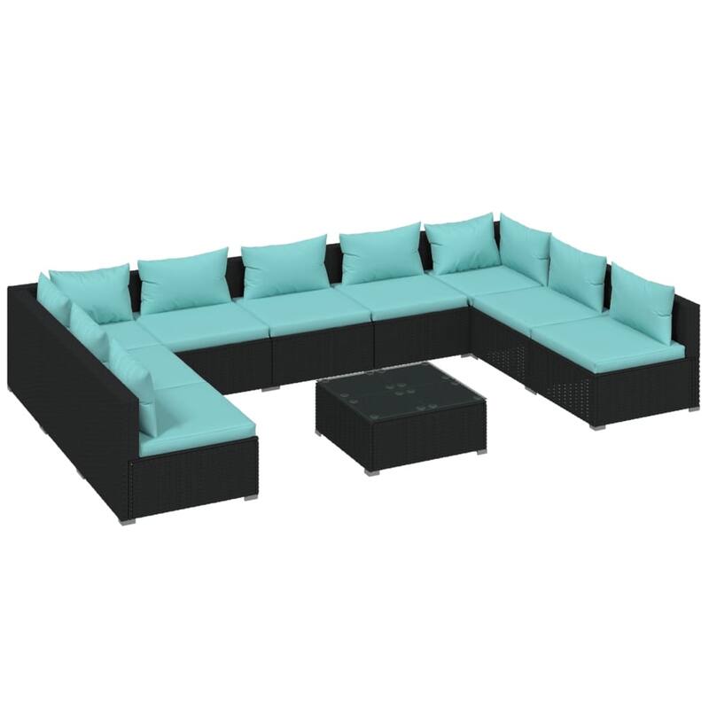 vidaXL Patio Lounge Set Outdoor Sectional Sofa Set Table Garden Poly Rattan - 27.6" x 27.6" x 23.8"