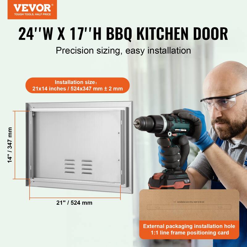 VEVOR Stainless Steel BBQ Access Door for Outdoor Kitchen, Grilling Station