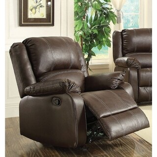 Brown Pu PU Leather Rocker Recliner with Full Leg Support