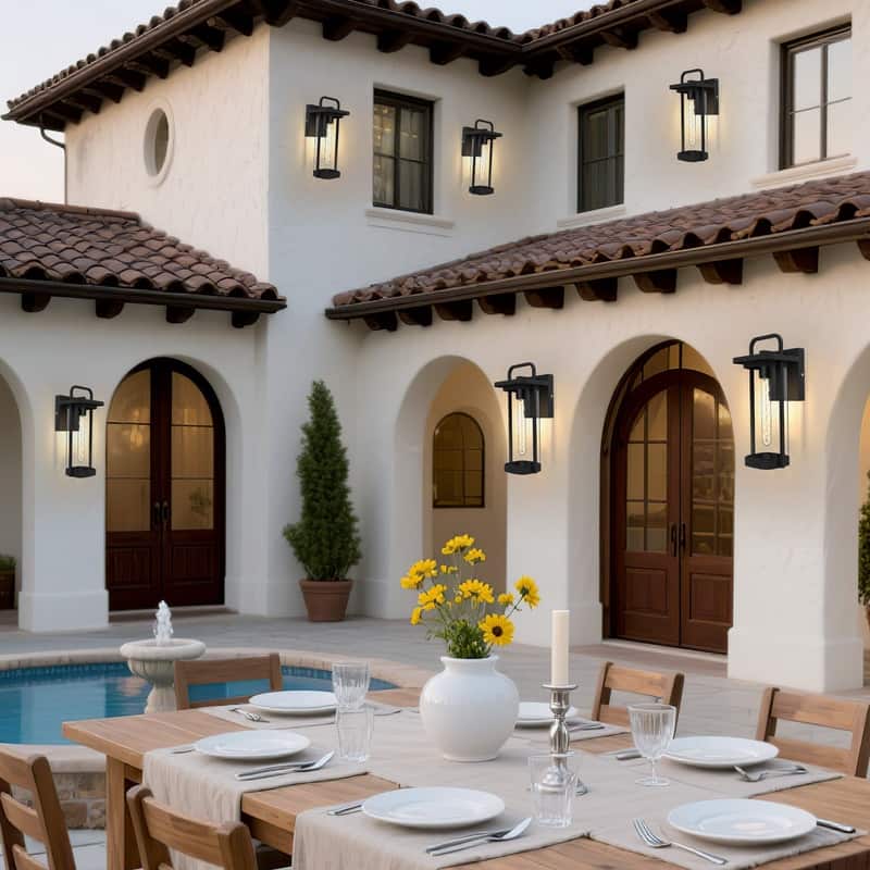 Outdoor Wall Light - IP65 Waterproof Exterior Wall Sconce, E26 Base (Bulb Not Included)