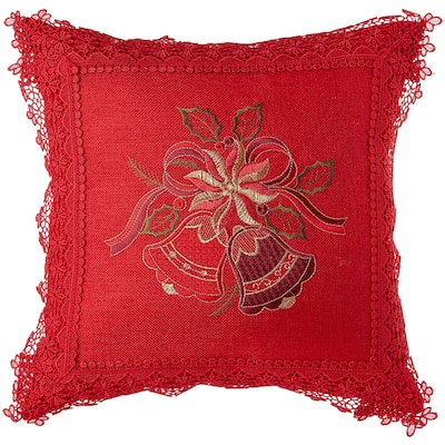 Violet Linen Christmas Braided Holly Lace Pattern Decorative Throw Pillow