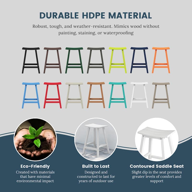 Laguna Hdpe All Weather Outdoor Patio 24" Saddle Seat Counter Stool