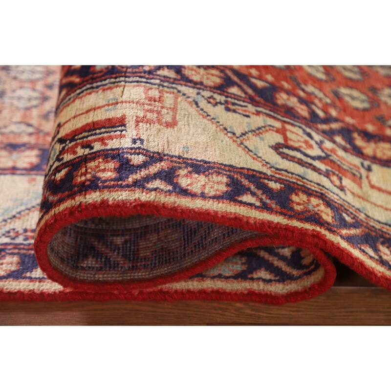 Hand Knotted Oriental 100% Wool Carpet Traditional All-Over Red Botemir Runner Rug - 10' 3'' X 3' 6''
