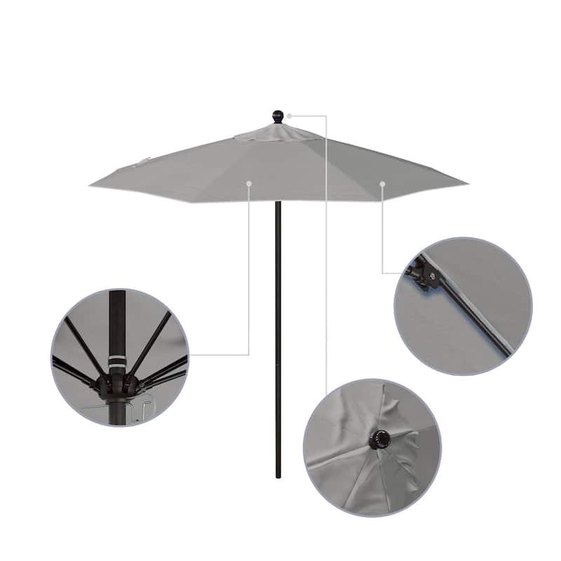 California Umbrella 7.5' Venture Series Patio Umbrella, Bronze Aluminum Pole Fiberglass Ribs Push Lift, Sunbrella Cilantro
