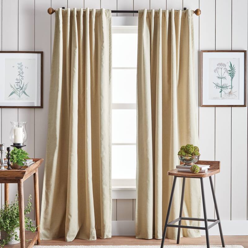 Martha Stewart Lido Linen Back Tab Curtain Panel Pair - 84-inch - Linen