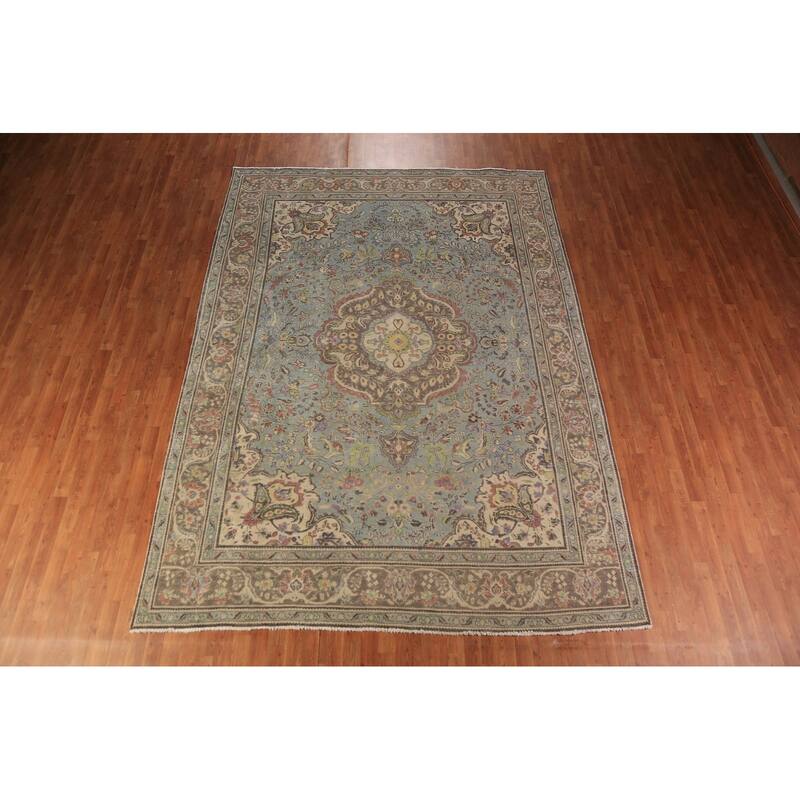 Medallion Tabriz Persian Area Rug Bedroom Hand-Knotted Wool Carpet - 8'6"x 11'8"