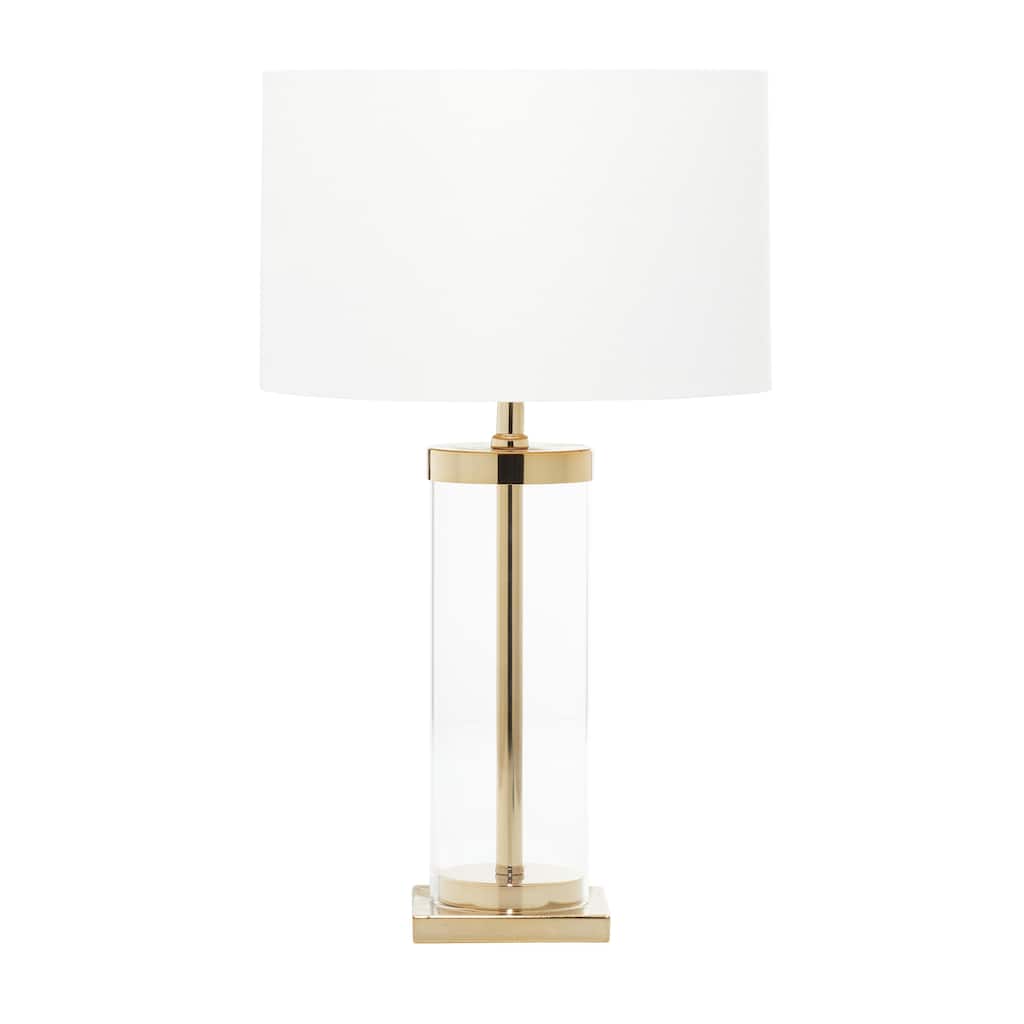 Metal Room Table Lamp with Clear Glass Body - Gold - CosmoLiving by Cosmopolitan