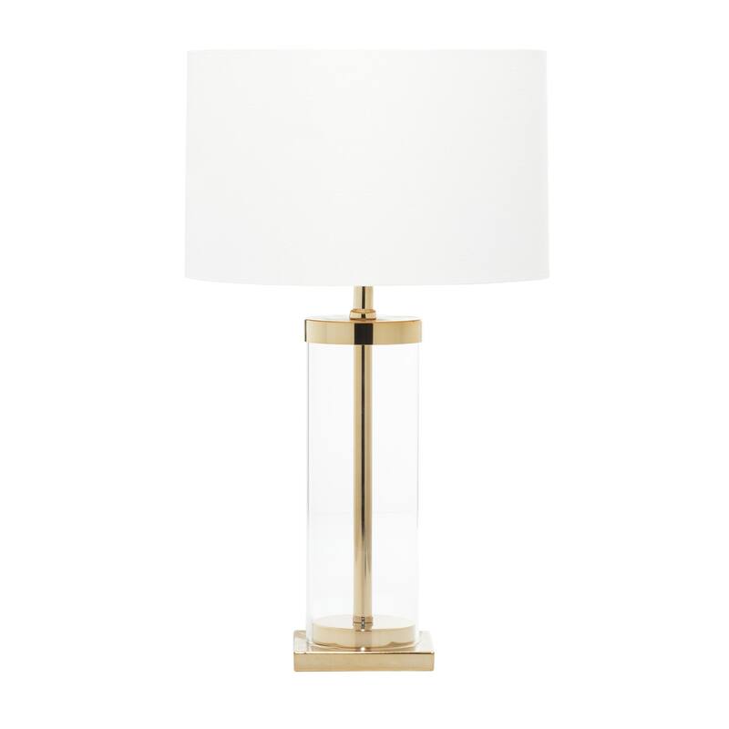 Metal Room Table Lamp with Clear Glass Body - Gold - CosmoLiving by Cosmopolitan - Gold