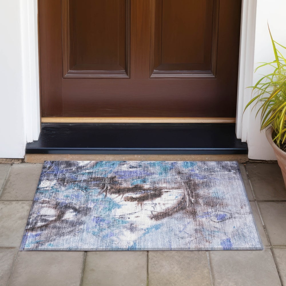 Machine Washable Indoor/Outdoor Modern Artistry Chantille Rug