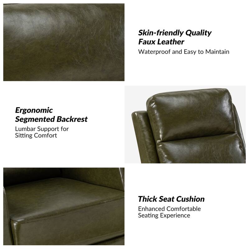 Esteban Modern Faux Leather Manual Rocking Swivel Recliner with Wingback Set of 2