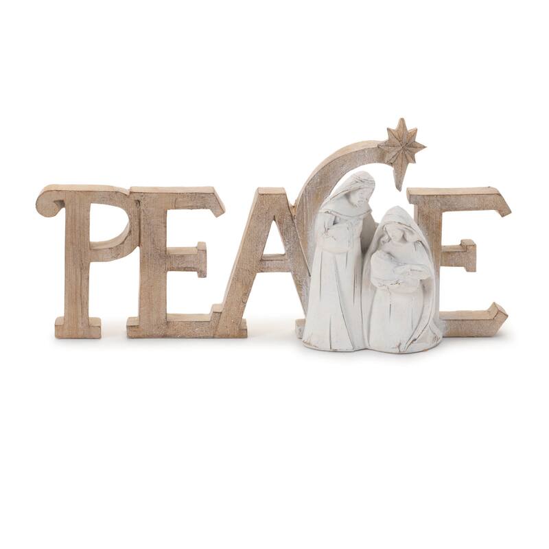 Peace with Holy Family 10"L x 4.75"H Resin - Multi - Multi