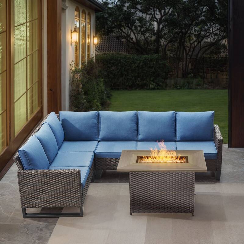 Gymojoy L-Shaped Outdoor Corner Sectional Sofa 6-seats Couch Conversation Set