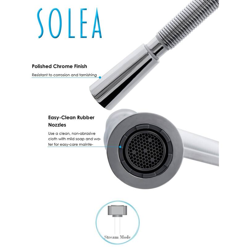 SAFAVIEH Solea Rhapsody Stainless Steel Dual Function Pull-Down Spray Kitchen Faucet - 9.9" x 4.1" x 19.5"