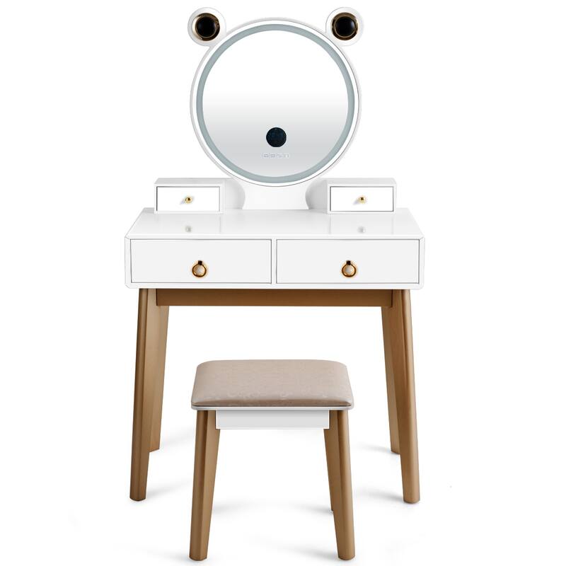 Costway Vanity Dressing Table Set Touch Screen Dimming Mirror