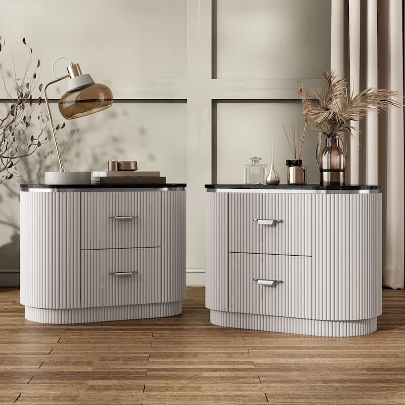 Furniture of America Leander Modern Light Grey Nightstand (Set of 2) - Light Grey