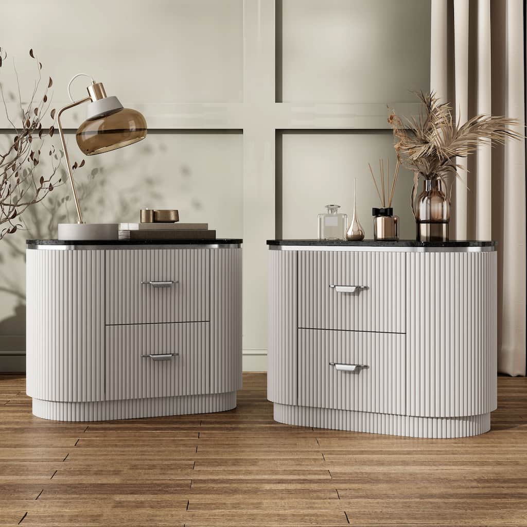 Furniture of America Leander Modern Light Grey Nightstand (Set of 2)
