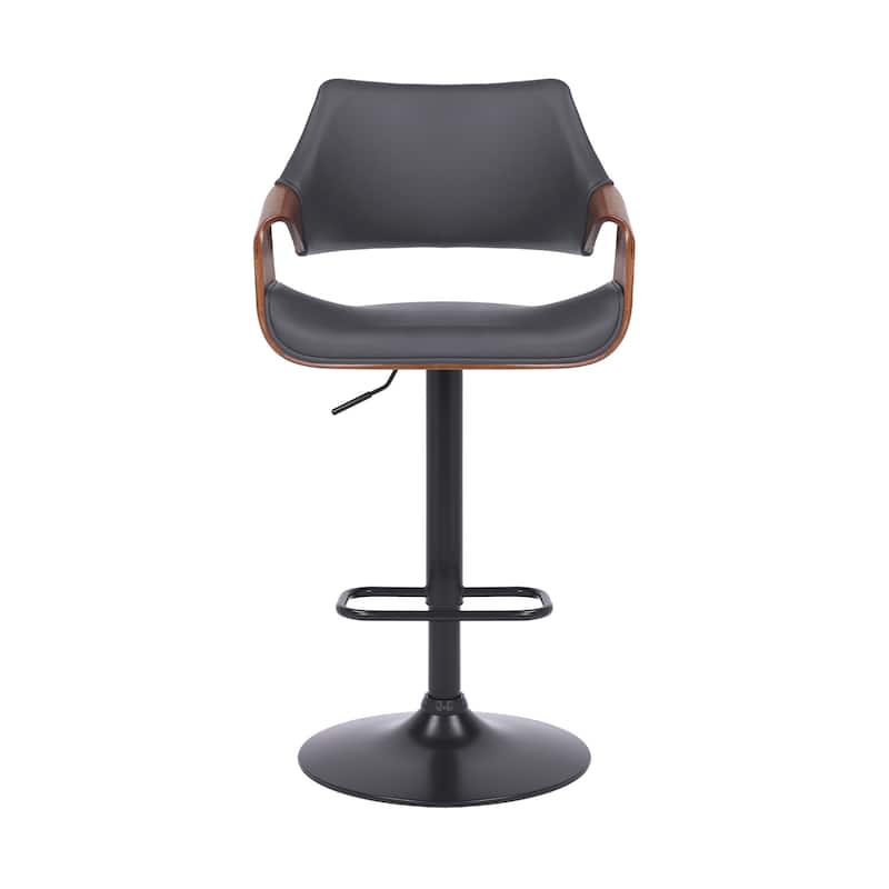 Fabric Swivel Adjustable Height Bar Chair with Iron Frame, Wood Accent and Footrest - 21” D x 21” W x 45” H